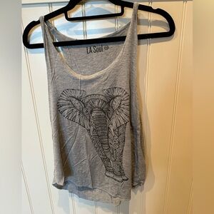 LA SOUL Ladies Woman’s Size Extra Small Grey with Black Elephant Tank Top
